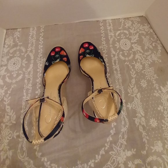 Size 10 Jessica Simpson "Zestah" Platform Wedge Espadrille Sandals W/Fruit Print - Picture 6 of 12
